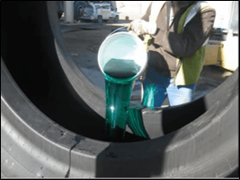 Pour TireLife into the tyrebefore mounting on the rim.