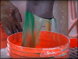 Measure the recommended quantity of TireLife into a bucket.